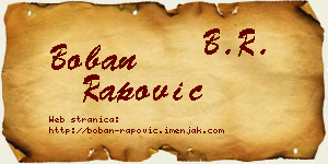 Boban Rapović vizit kartica